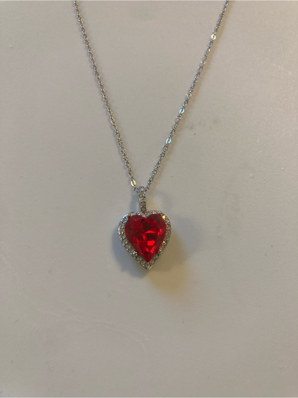 NWT Sterling Silver Red Heart Pendant Necklace